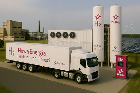 Zdjęcie wygenerowane przez ai. Nowa technologia dla Elektromobilności.